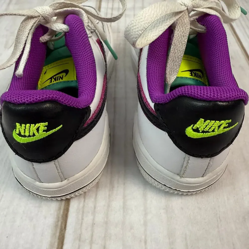 Nike Air Force 1 Low Toddler Shoes White Purple Green 